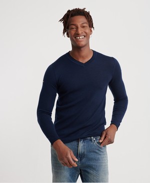 Superdry Edit Merino Férfi Ugró Sötétkék | QSYAM3589